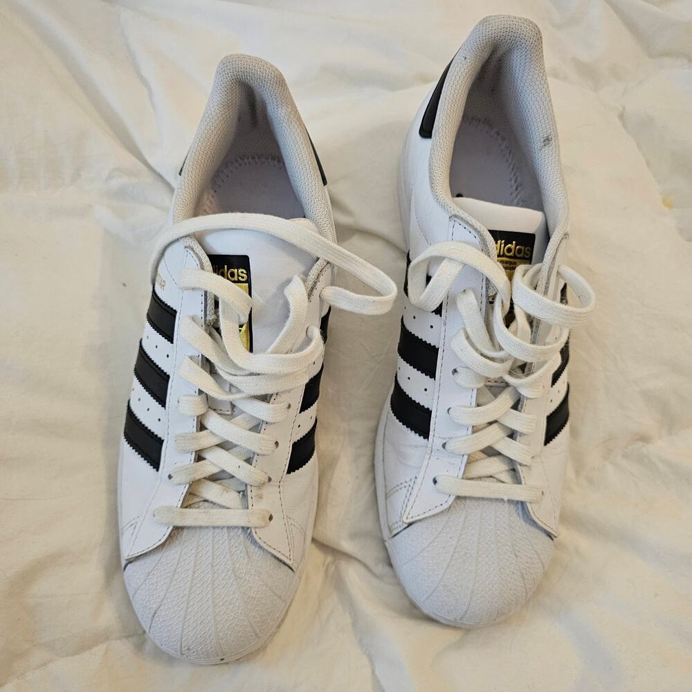 Adidas Superstar White Black Stripe Shell Toe Sneakers Women’s 8 Missing Insoles - Picture 2 of 6